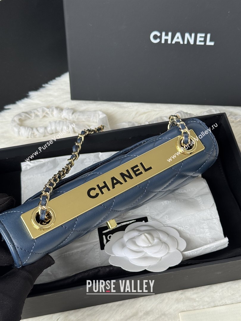 Chanel Lambskin Wallet On Chain WOC with Top Metal Band 6841V Blue 2026 (JY-26040724)
