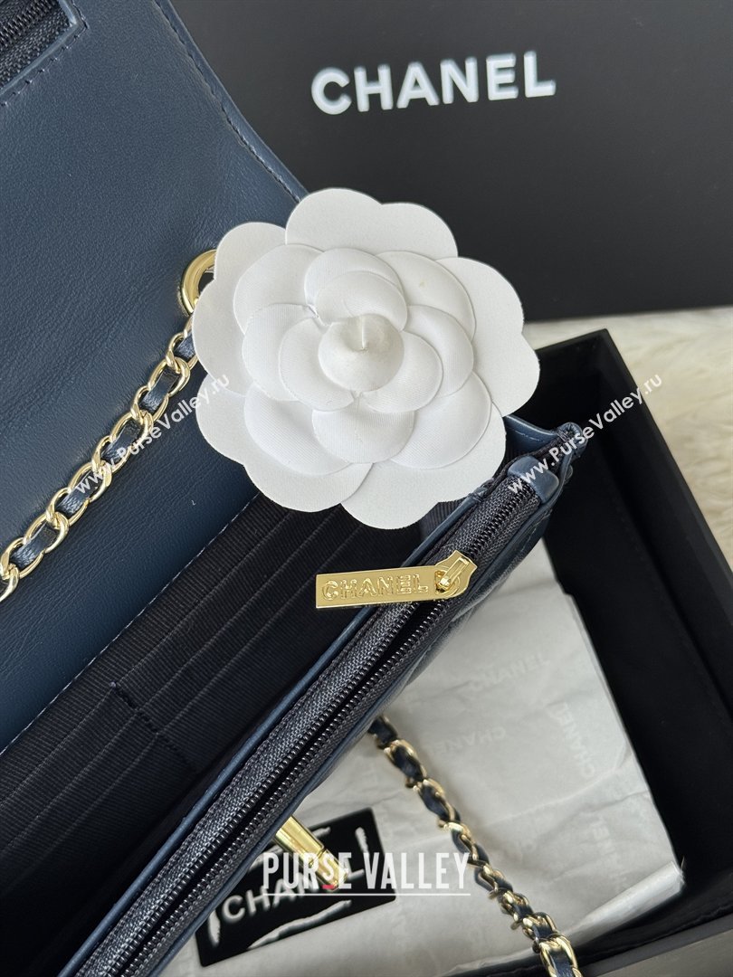 Chanel Lambskin Wallet On Chain WOC with Top Metal Band 6841V Blue 2026 (JY-26040724)