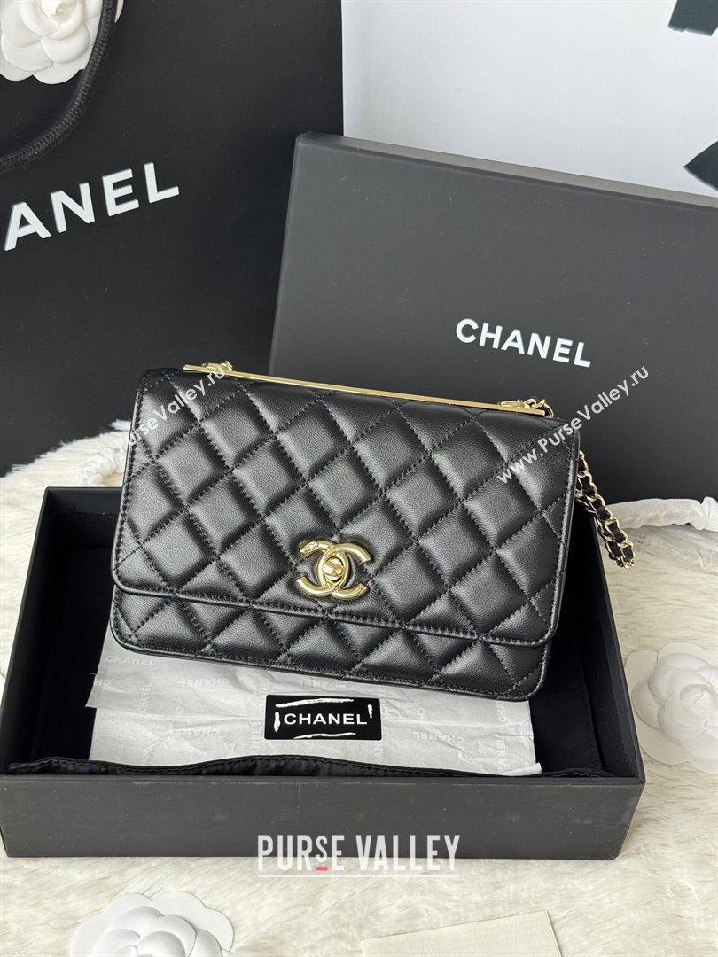 Chanel Lambskin Wallet On Chain WOC with Top Metal Band 6841V Black 2026 (JY-26040725)
