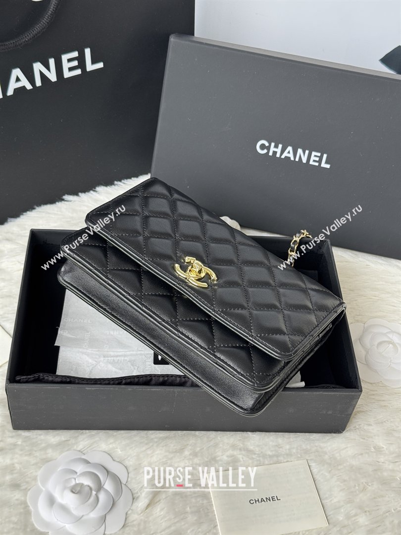 Chanel Lambskin Wallet On Chain WOC with Top Metal Band 6841V Black 2026 (JY-26040725)