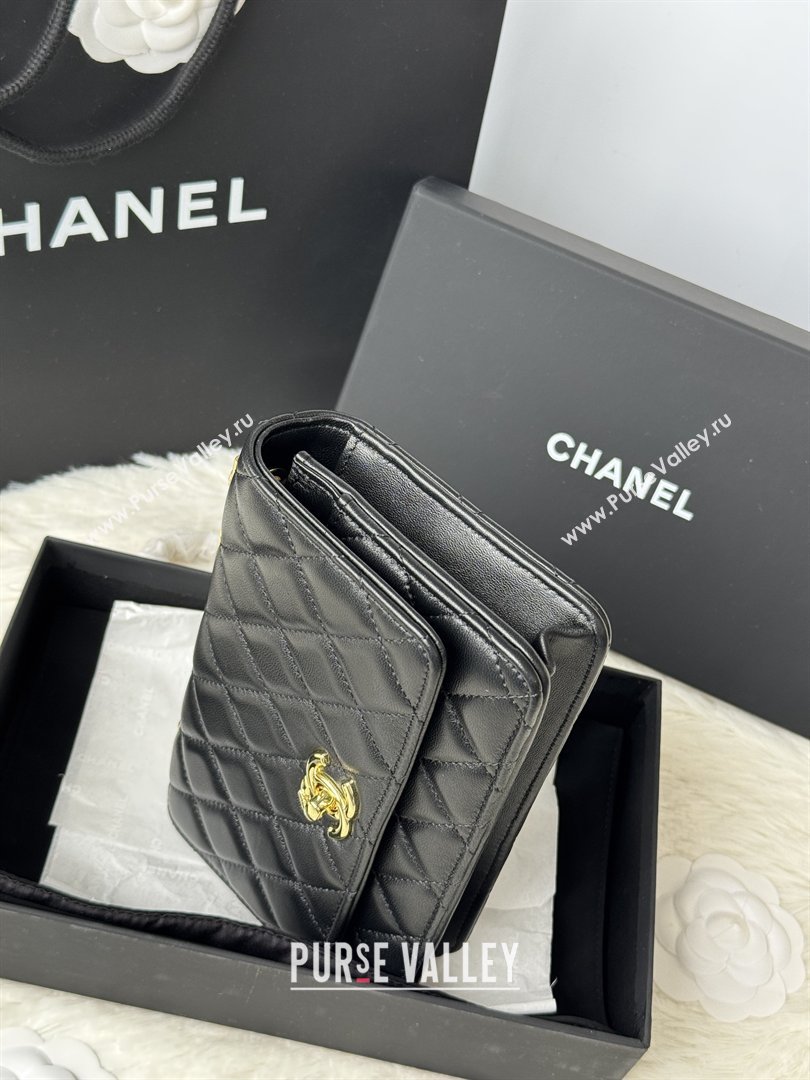 Chanel Lambskin Wallet On Chain WOC with Top Metal Band 6841V Black 2026 (JY-26040725)