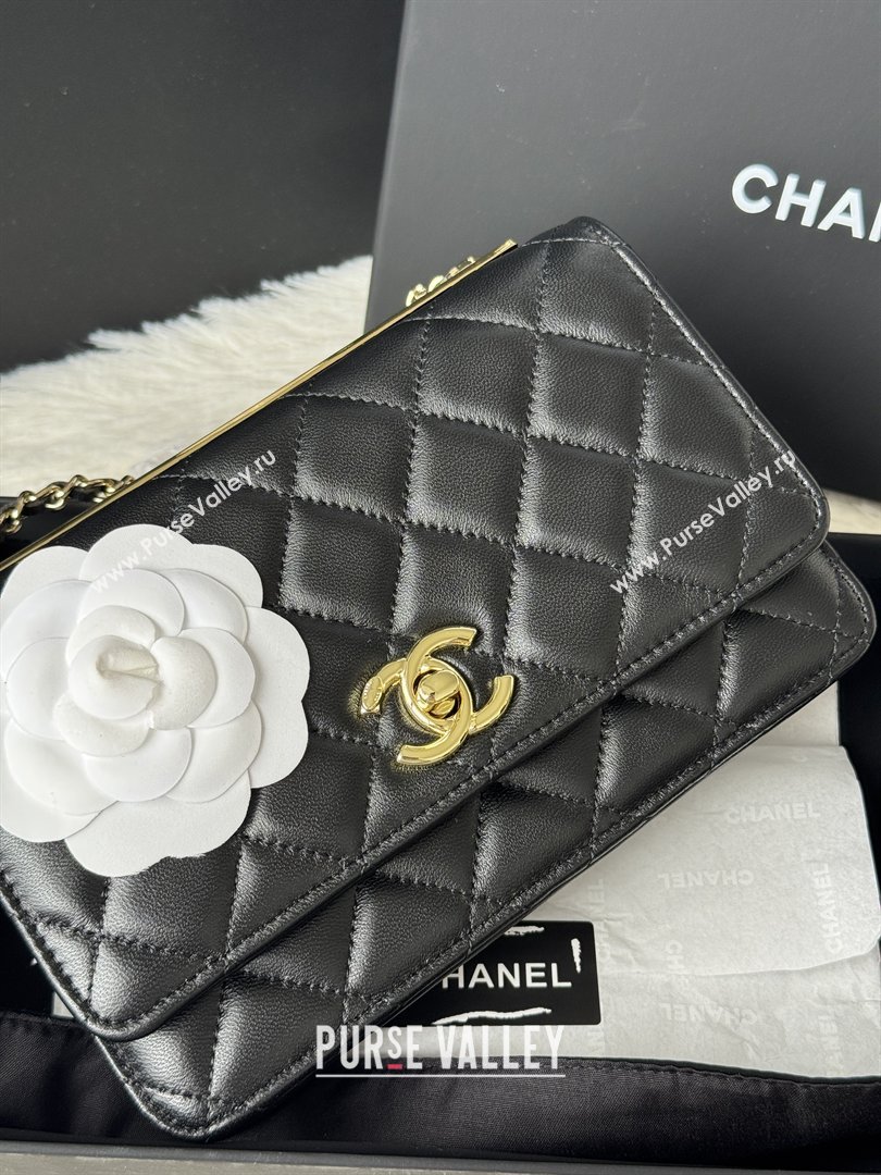 Chanel Lambskin Wallet On Chain WOC with Top Metal Band 6841V Black 2026 (JY-26040725)