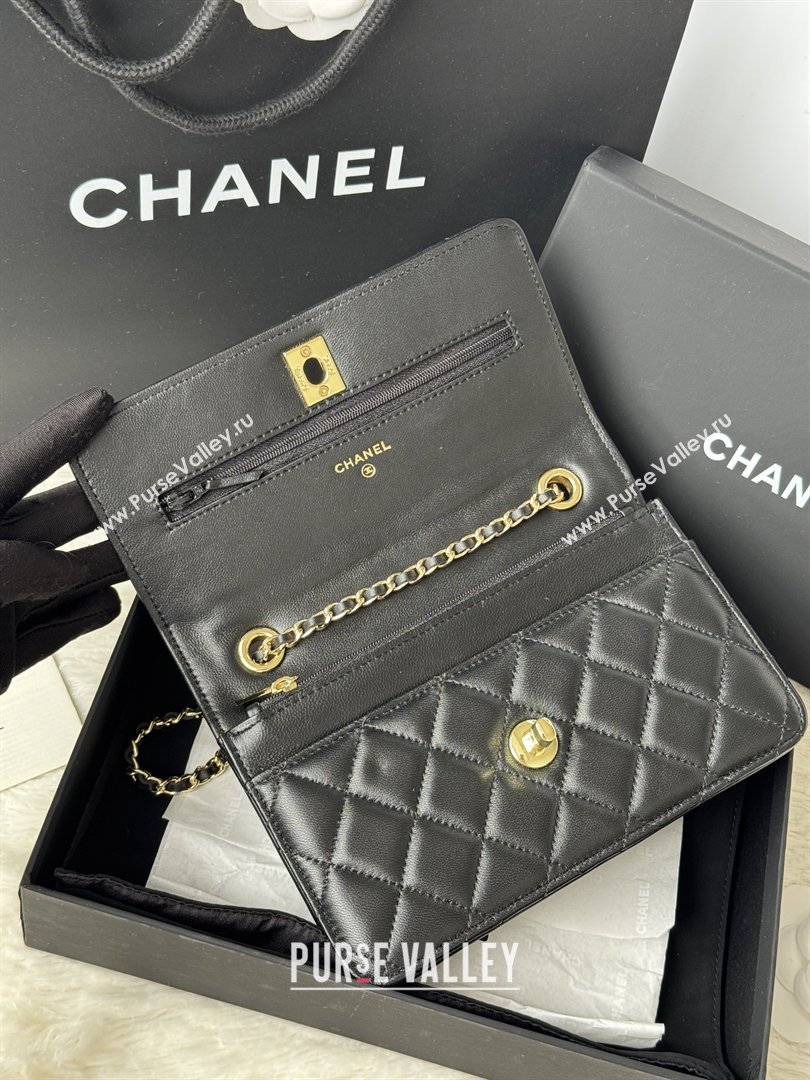 Chanel Lambskin Wallet On Chain WOC with Top Metal Band 6841V Black 2026 (JY-26040725)