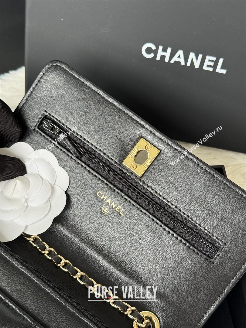 Chanel Lambskin Wallet On Chain WOC with Top Metal Band 6841V Black 2026 (JY-26040725)