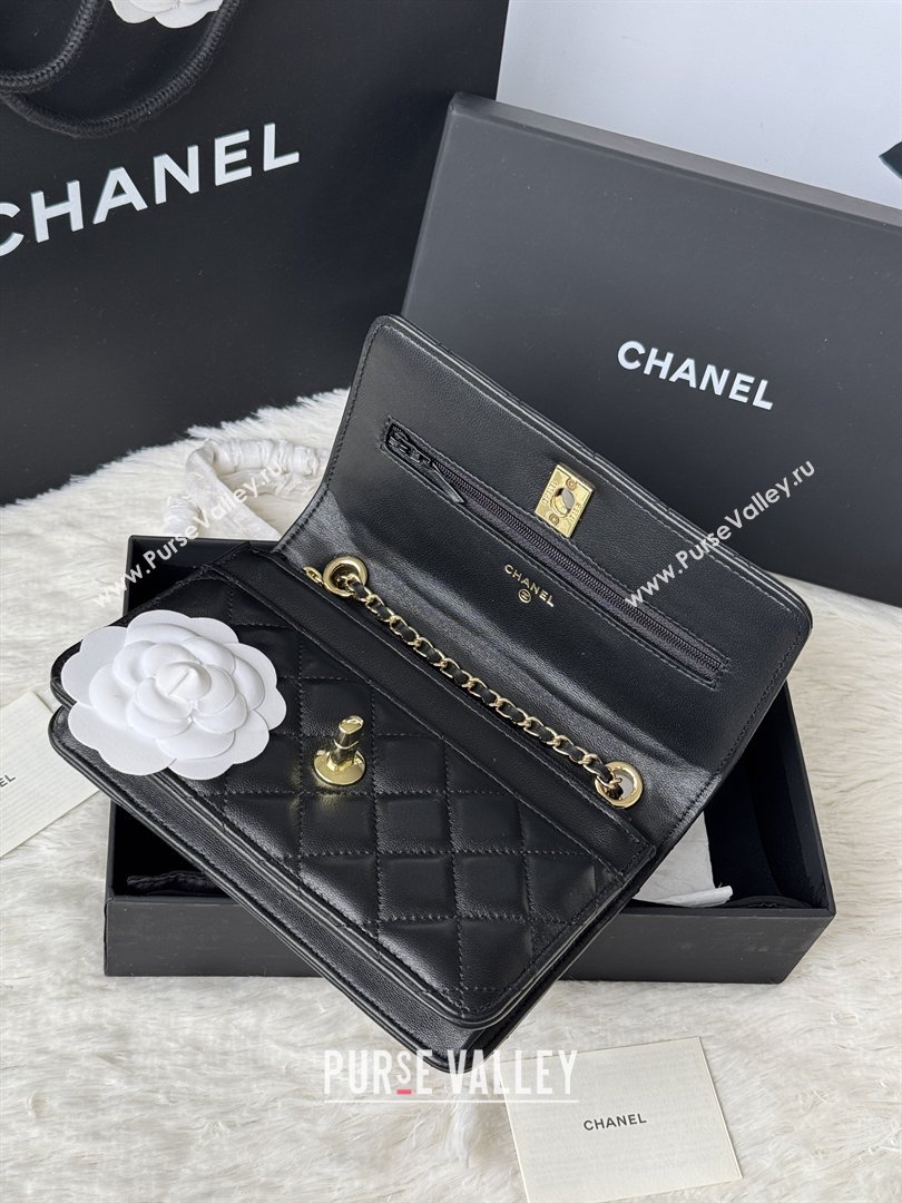 Chanel Lambskin Wallet On Chain WOC with Top Metal Band 6841V Black 2026 (JY-26040725)