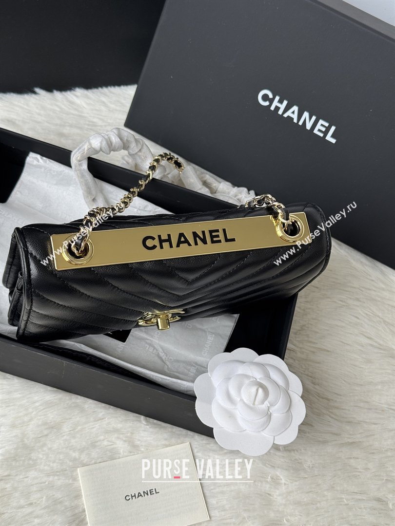 Chanel Lambskin Chevron Wallet On Chain WOC with Top Metal Band 6841V Black 2026 (JY-26040726)