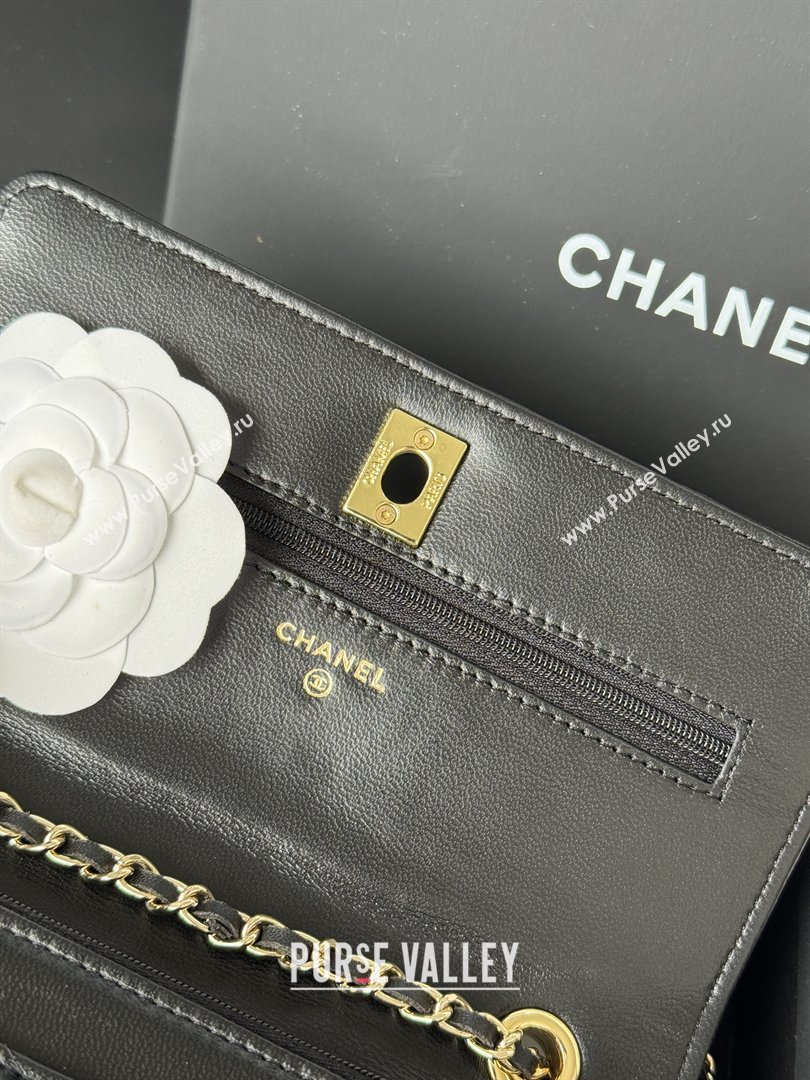 Chanel Lambskin Chevron Wallet On Chain WOC with Top Metal Band 6841V Black 2026 (JY-26040726)