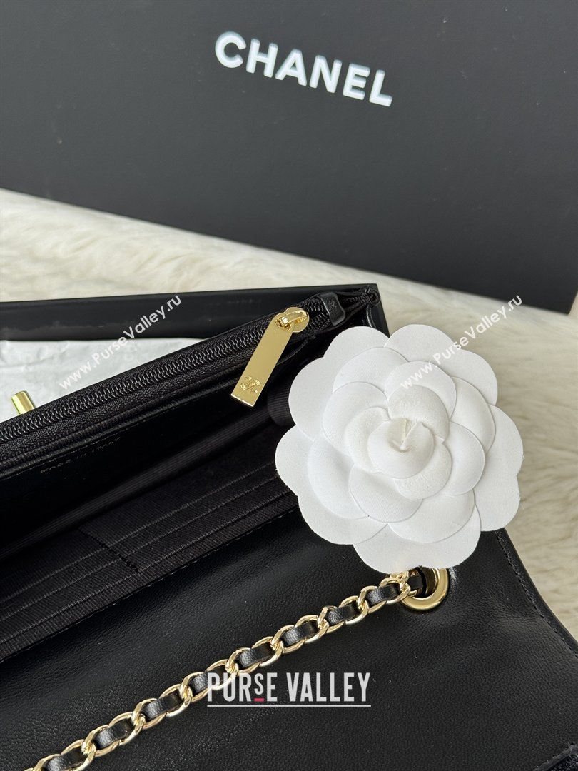 Chanel Lambskin Chevron Wallet On Chain WOC with Top Metal Band 6841V Black 2026 (JY-26040726)