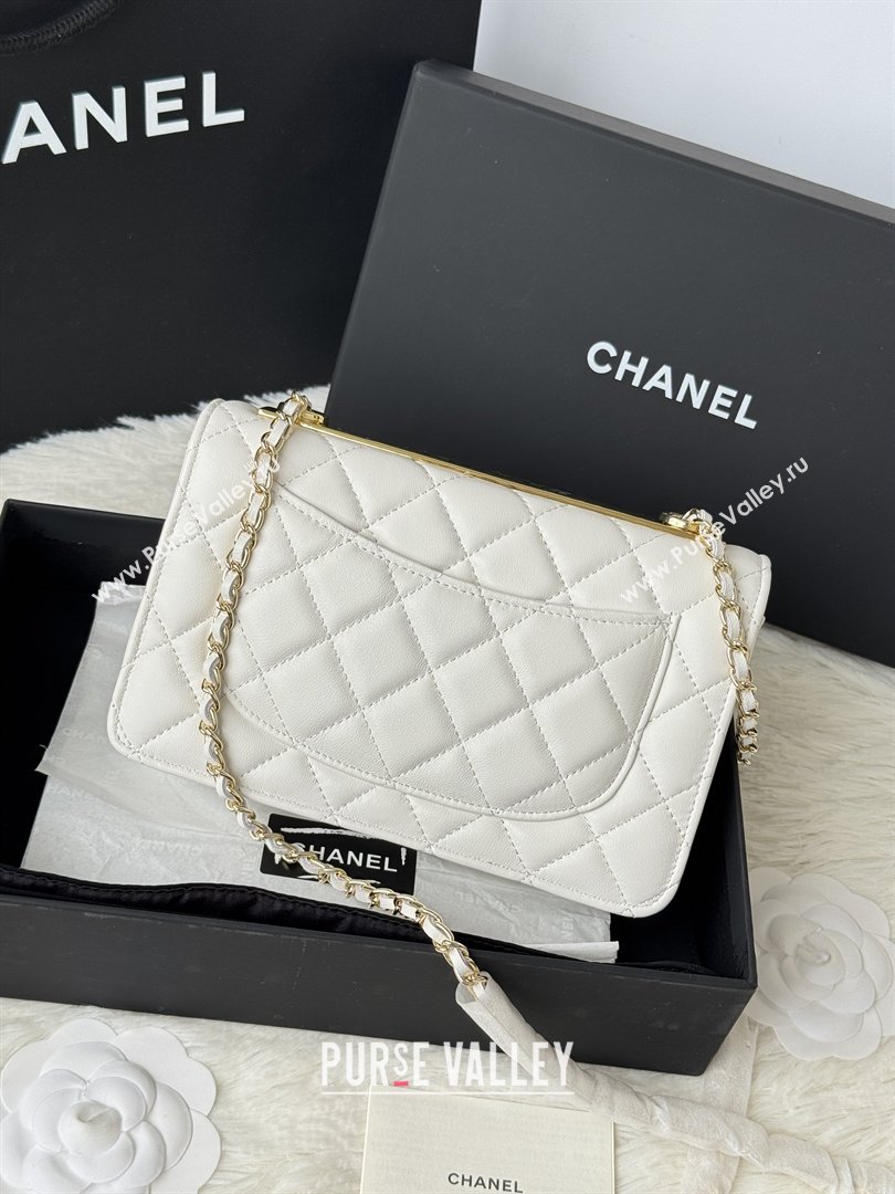 Chanel Lambskin Wallet On Chain WOC with Top Metal Band 6841V White 2026 (JY-26040723)