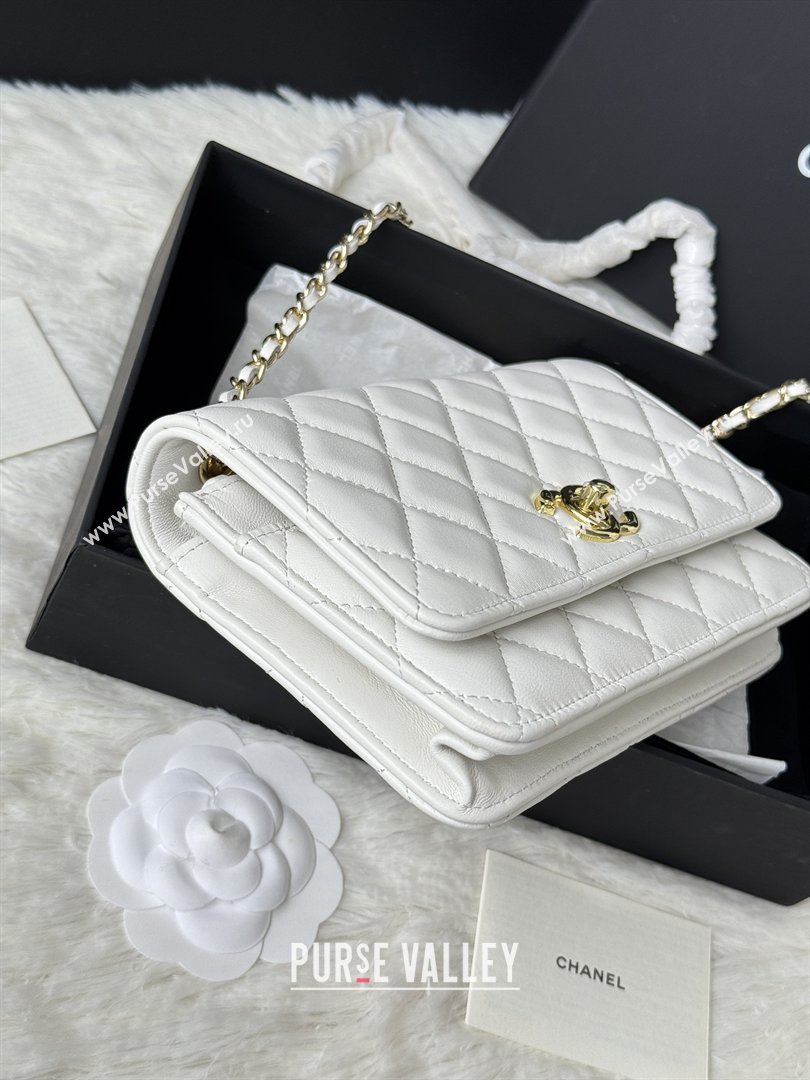Chanel Lambskin Wallet On Chain WOC with Top Metal Band 6841V White 2026 (JY-26040723)