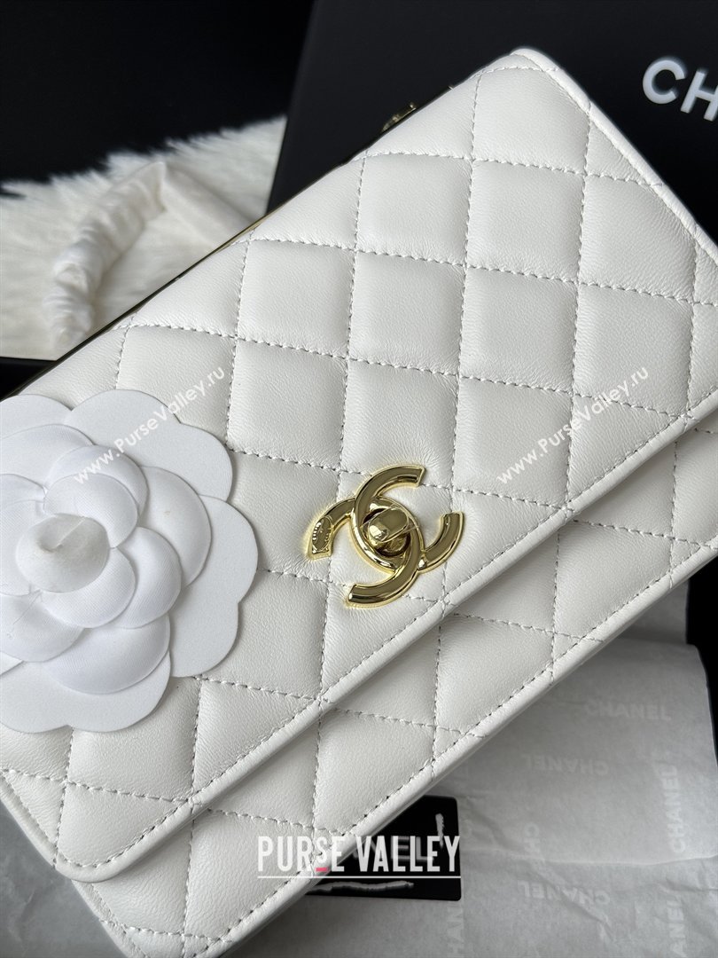 Chanel Lambskin Wallet On Chain WOC with Top Metal Band 6841V White 2026 (JY-26040723)