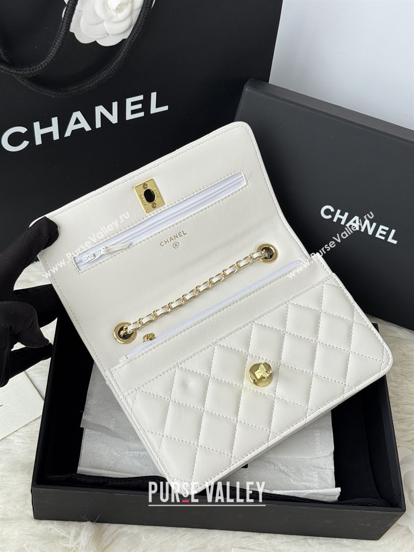 Chanel Lambskin Wallet On Chain WOC with Top Metal Band 6841V White 2026 (JY-26040723)