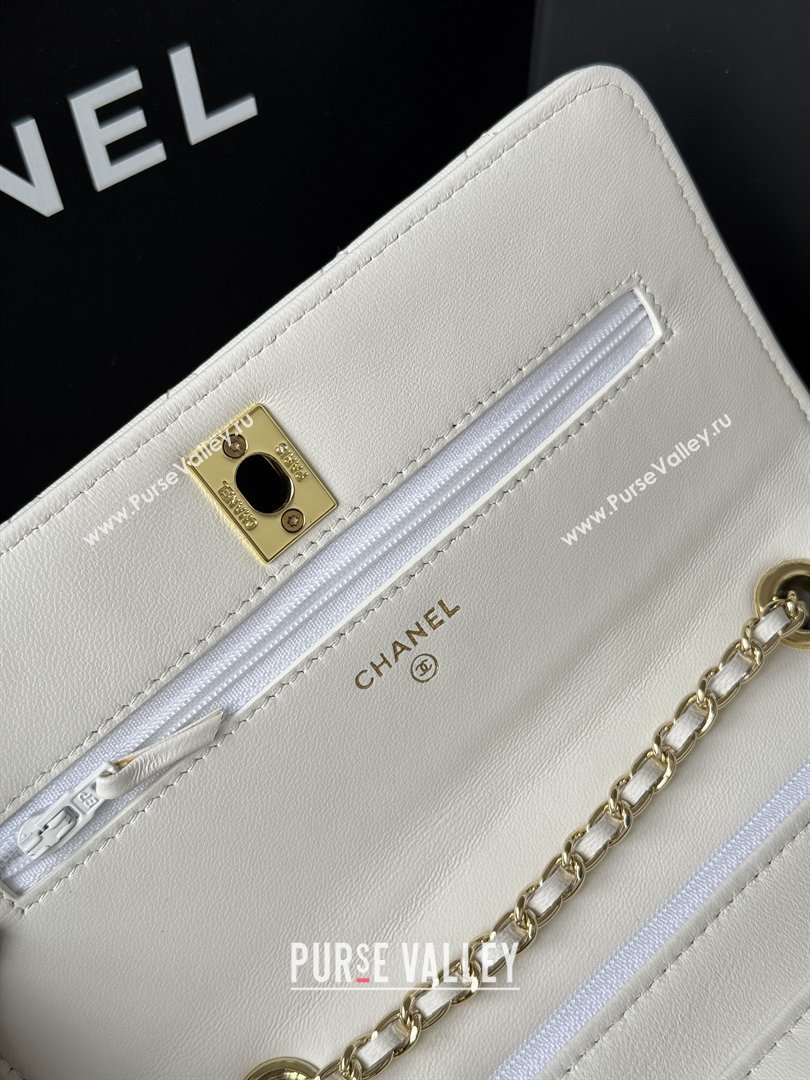 Chanel Lambskin Wallet On Chain WOC with Top Metal Band 6841V White 2026 (JY-26040723)