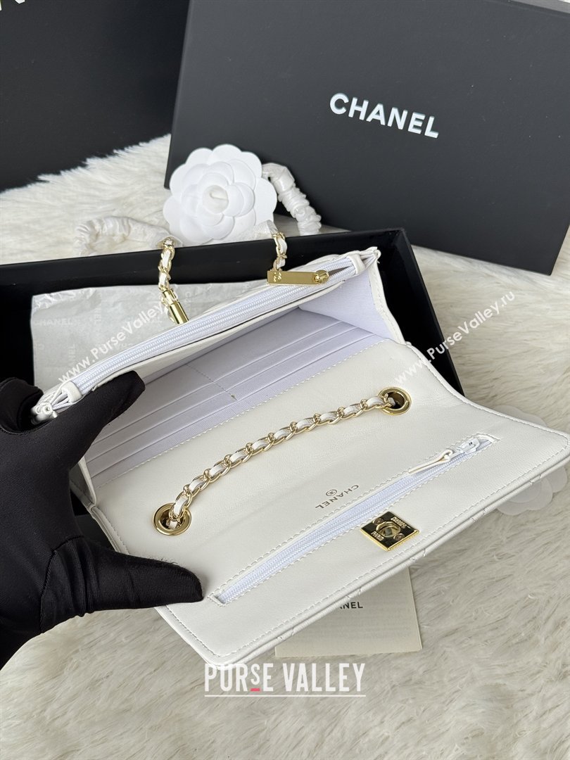Chanel Lambskin Wallet On Chain WOC with Top Metal Band 6841V White 2026 (JY-26040723)