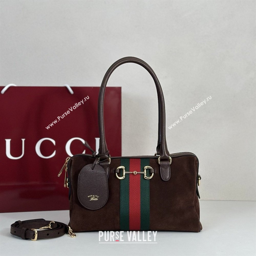 Gucci Borsetto Medium Boston Bag in Brown Suede 866732 2026 (DLH-26040501)