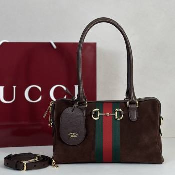 Gucci Borsetto Medium Boston Bag in Brown Suede 866732 2026 (DLH-26040501)