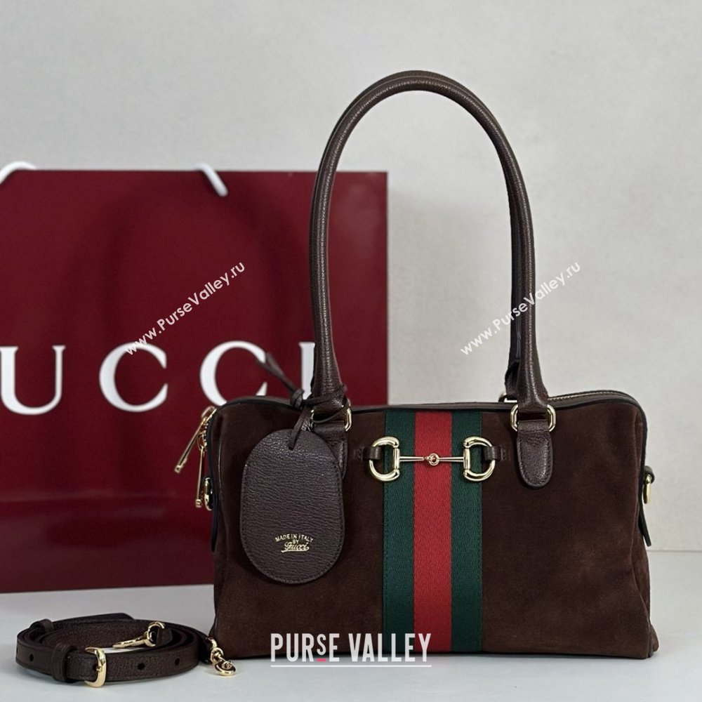 Gucci Borsetto Medium Boston Bag in Brown Suede 866732 2026 (DLH-26040501)
