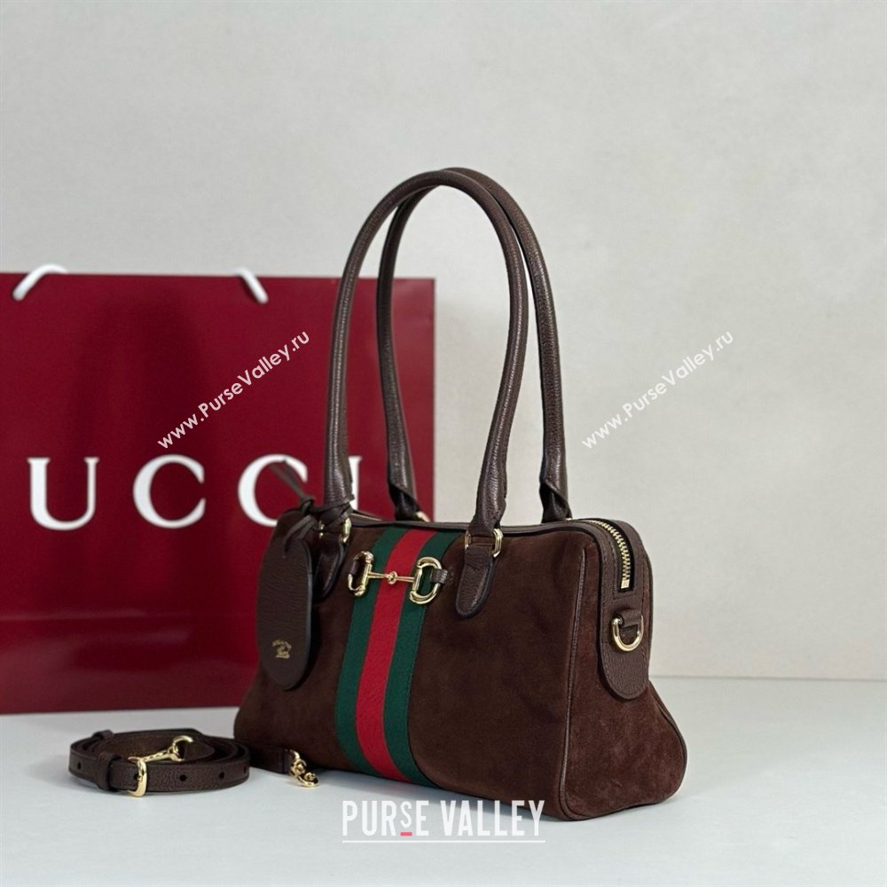 Gucci Borsetto Medium Boston Bag in Brown Suede 866732 2026 (DLH-26040501)