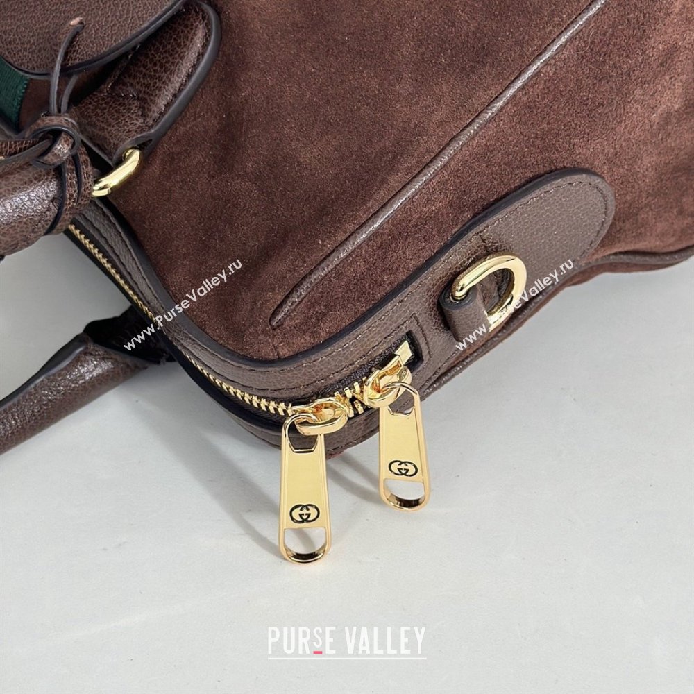 Gucci Borsetto Medium Boston Bag in Brown Suede 866732 2026 (DLH-26040501)