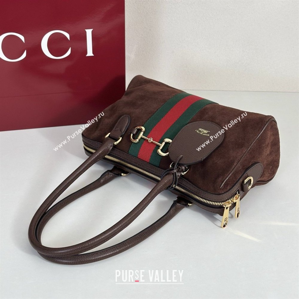 Gucci Borsetto Medium Boston Bag in Brown Suede 866732 2026 (DLH-26040501)