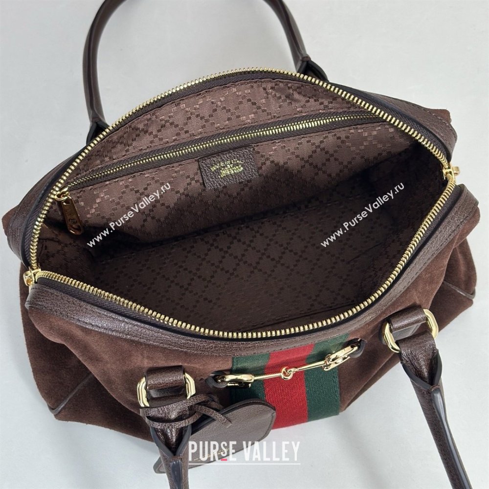 Gucci Borsetto Medium Boston Bag in Brown Suede 866732 2026 (DLH-26040501)