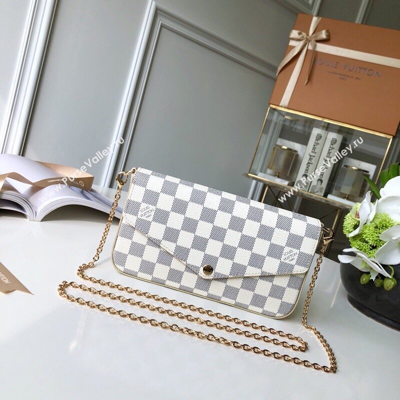 Louis Vuitton Pochette Felicie Bag in Damier Azur Canvas N63106 Whtie 2026 (K-26040704)