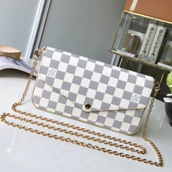 Louis Vuitton Pochette Felicie Bag in Damier Azur Canvas N63106 Whtie 2026 (K-26040704)