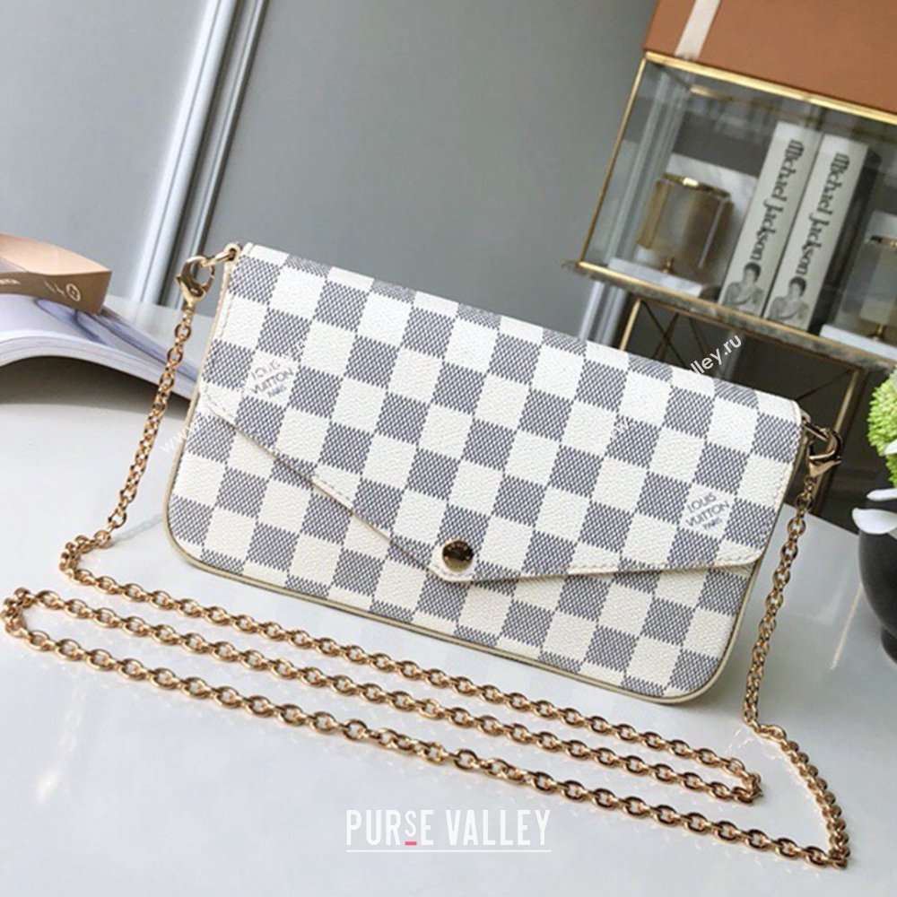 Louis Vuitton Pochette Felicie Bag in Damier Azur Canvas N63106 Whtie 2026 (K-26040704)