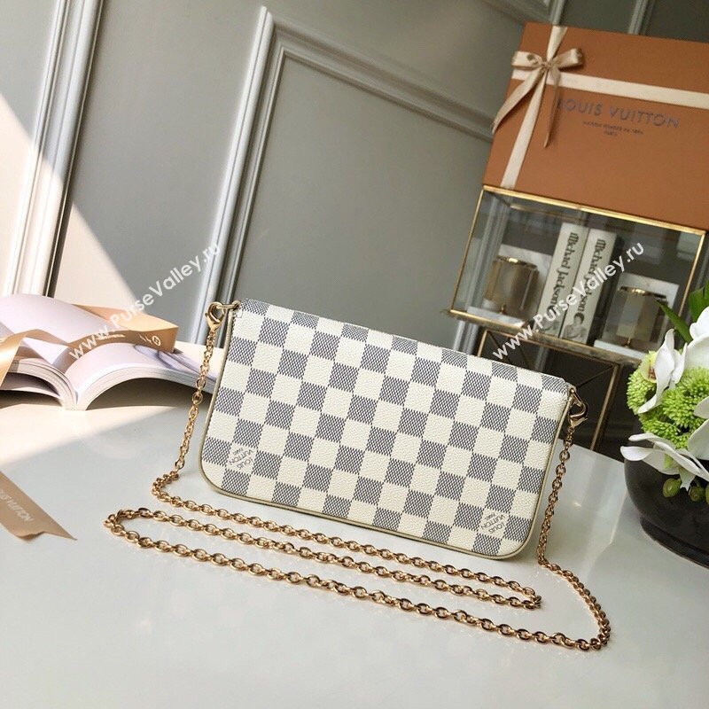Louis Vuitton Pochette Felicie Bag in Damier Azur Canvas N63106 Whtie 2026 (K-26040704)
