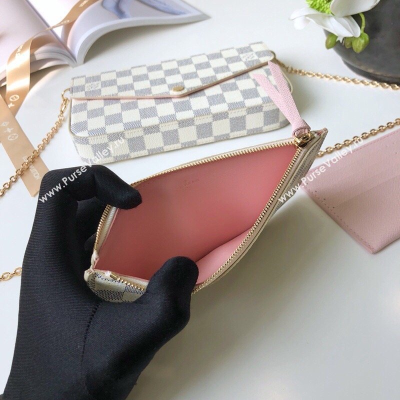 Louis Vuitton Pochette Felicie Bag in Damier Azur Canvas N63106 Whtie 2026 (K-26040704)