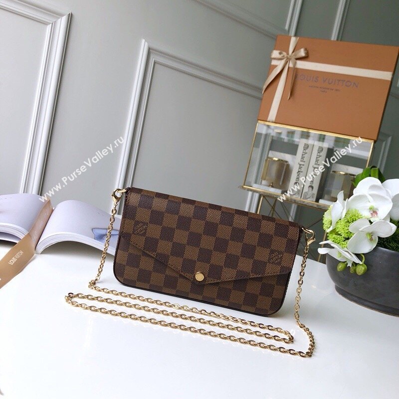 Louis Vuitton Pochette Felicie Bag in Damier Ebene Canvas N63032 Brown 2026 (K-26040705)