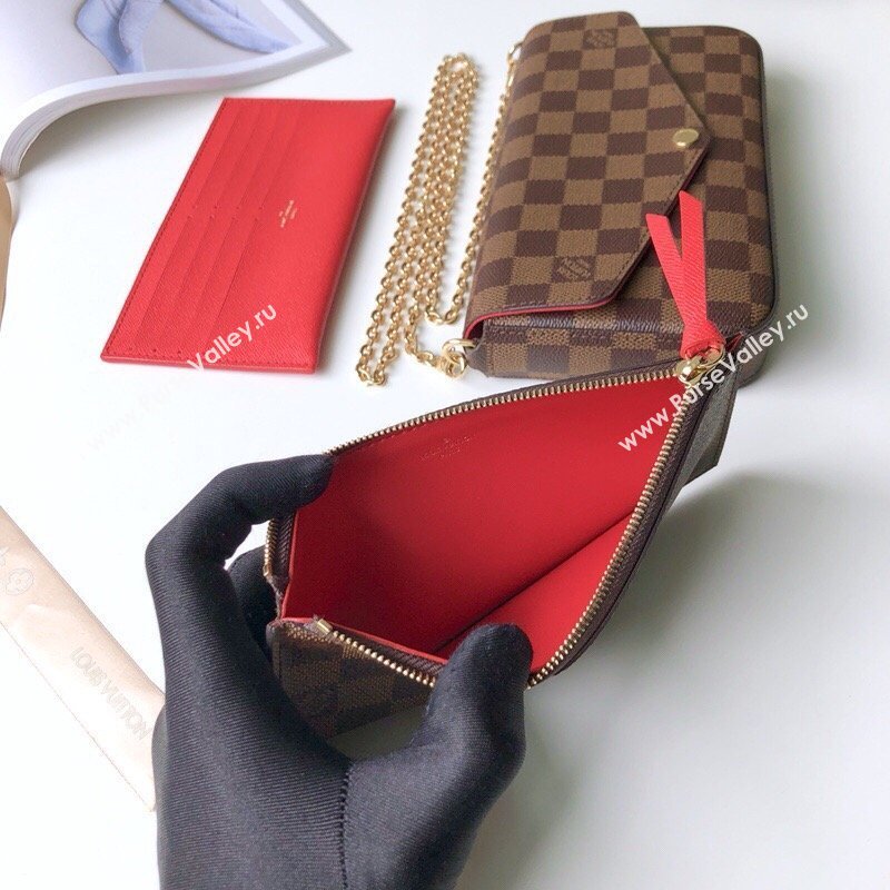 Louis Vuitton Pochette Felicie Bag in Damier Ebene Canvas N63032 Brown 2026 (K-26040705)