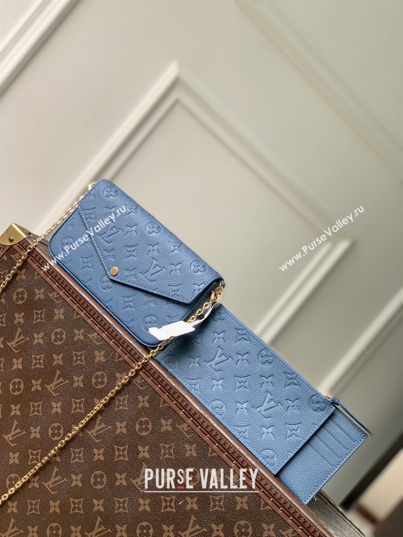 Louis Vuitton Pochette Felicie Mini Bag in Monogram Empreinte Leather M82477 Blue 2026 (K-26040706)
