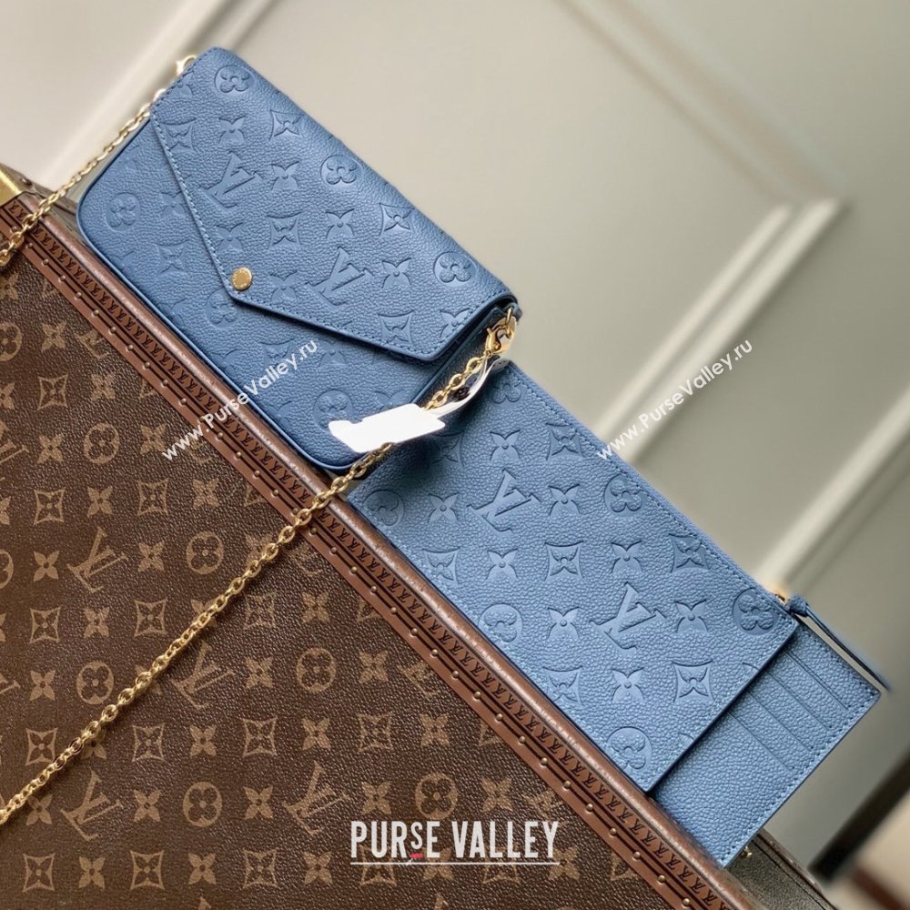 Louis Vuitton Pochette Felicie Mini Bag in Monogram Empreinte Leather M82477 Blue 2026 (K-26040706)