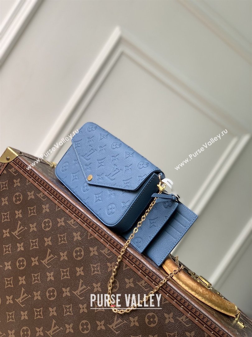 Louis Vuitton Pochette Felicie Mini Bag in Monogram Empreinte Leather M82477 Blue 2026 (K-26040706)