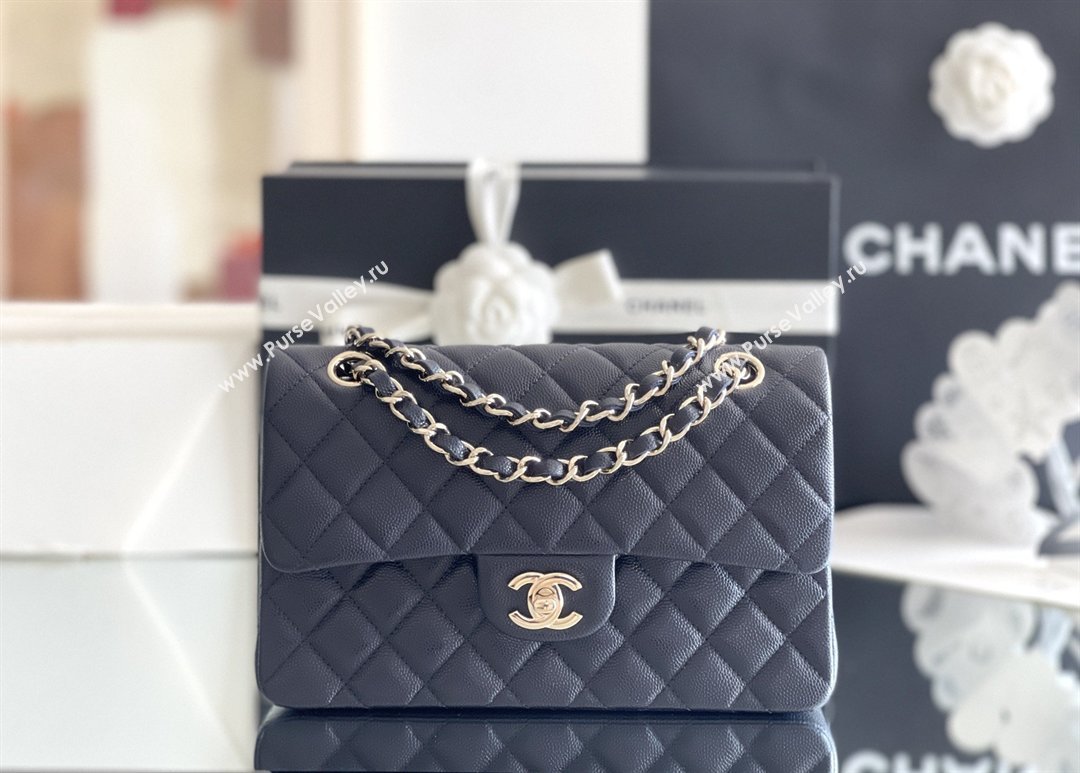 Chanel Grained Calfskin Small Classic Flap Bag A01116 Deep Blue/Light Gold 2026 Original Quality (MHE-26040818)