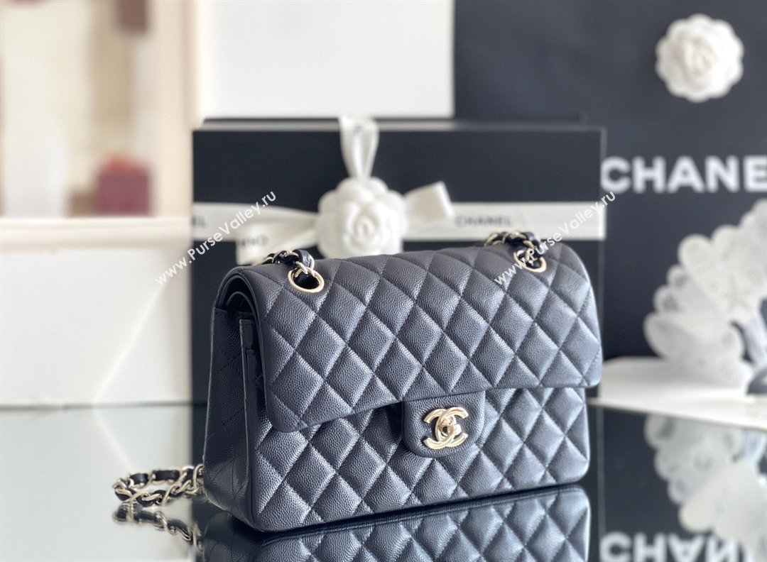 Chanel Grained Calfskin Small Classic Flap Bag A01116 Deep Blue/Light Gold 2026 Original Quality (MHE-26040818)