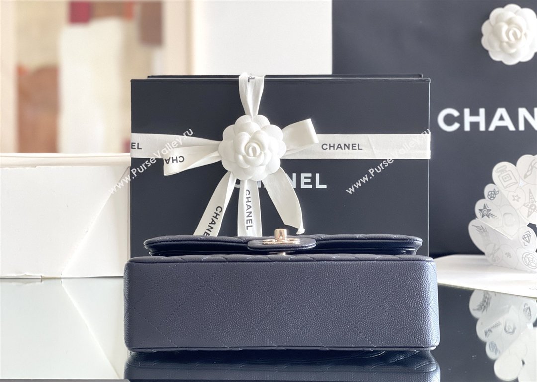 Chanel Grained Calfskin Small Classic Flap Bag A01116 Deep Blue/Light Gold 2026 Original Quality (MHE-26040818)