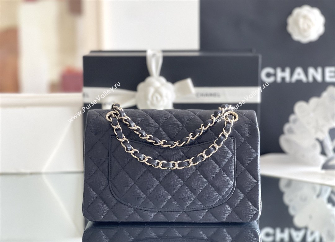 Chanel Grained Calfskin Small Classic Flap Bag A01116 Deep Blue/Light Gold 2026 Original Quality (MHE-26040818)