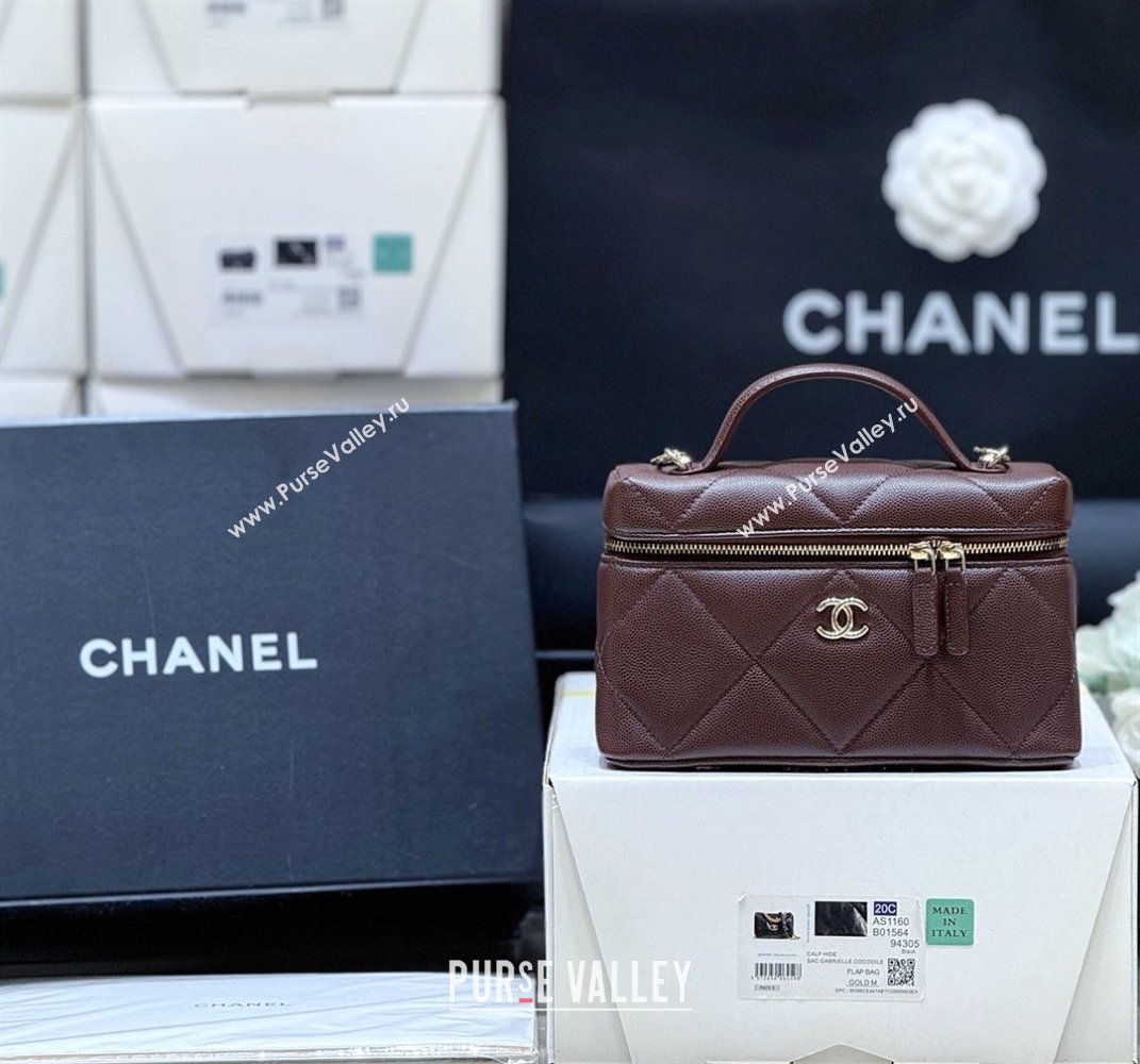 Chanel Grained Shiny Calfskin Vanity Case with Top Handle AP4936 Reddish Brown 2026 Top Quality (SHUNY-26040813)