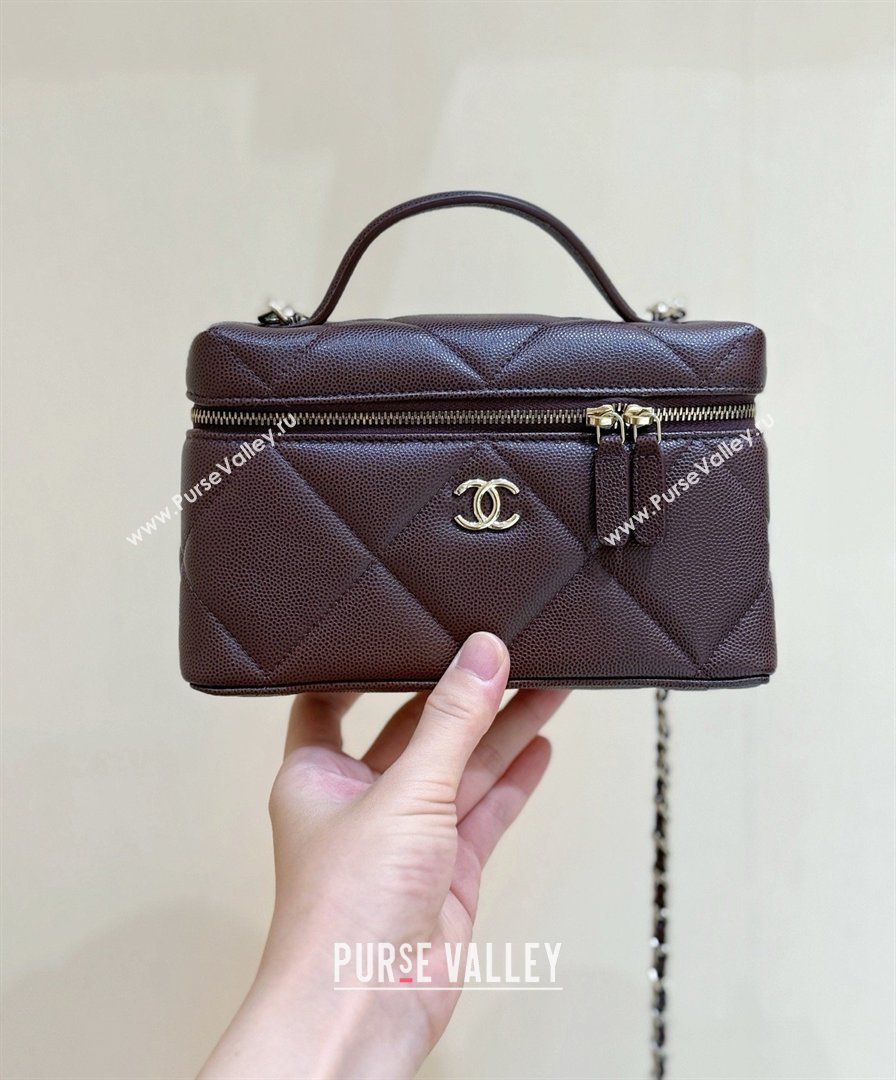 Chanel Grained Shiny Calfskin Vanity Case with Top Handle AP4936 Reddish Brown 2026 Top Quality (SHUNY-26040813)