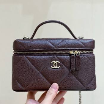 Chanel Grained Shiny Calfskin Vanity Case with Top Handle AP4936 Reddish Brown 2026 Top Quality (SHUNY-26040813)