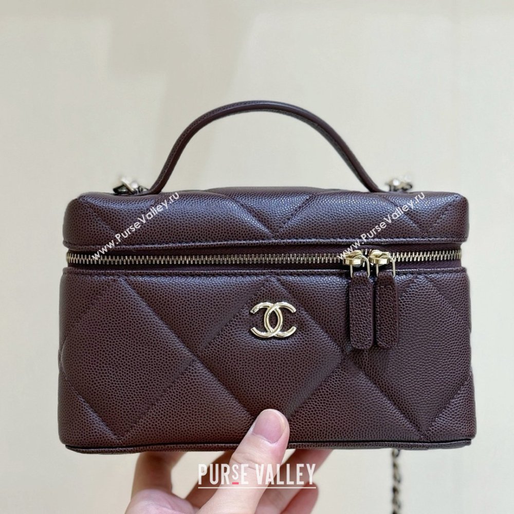Chanel Grained Shiny Calfskin Vanity Case with Top Handle AP4936 Reddish Brown 2026 Top Quality (SHUNY-26040813)