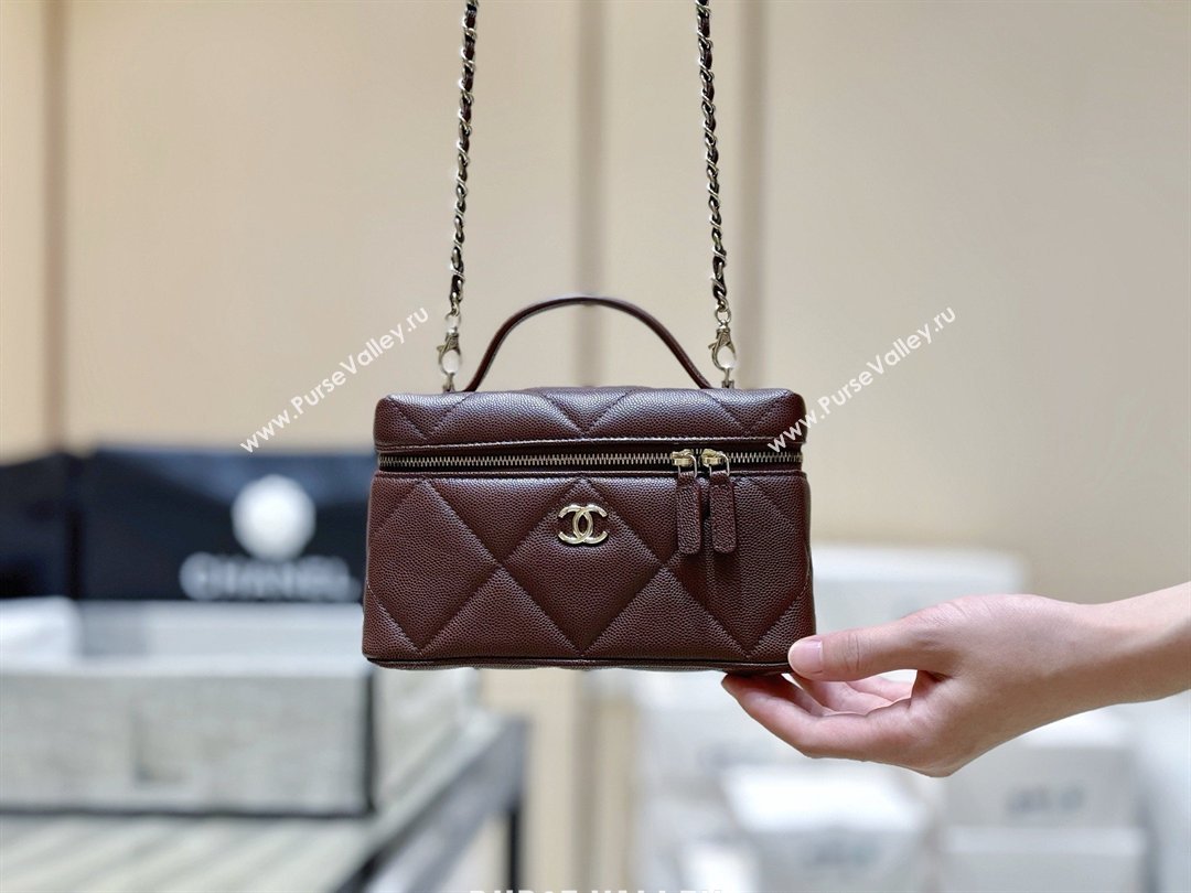 Chanel Grained Shiny Calfskin Vanity Case with Top Handle AP4936 Reddish Brown 2026 Top Quality (SHUNY-26040813)