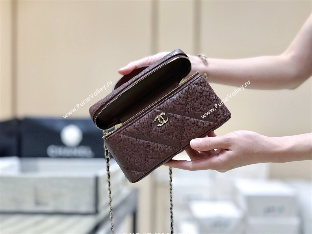 Chanel Grained Shiny Calfskin Vanity Case with Top Handle AP4936 Reddish Brown 2026 Top Quality (SHUNY-26040813)