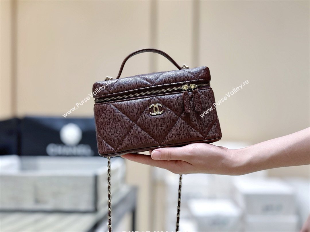 Chanel Grained Shiny Calfskin Vanity Case with Top Handle AP4936 Reddish Brown 2026 Top Quality (SHUNY-26040813)