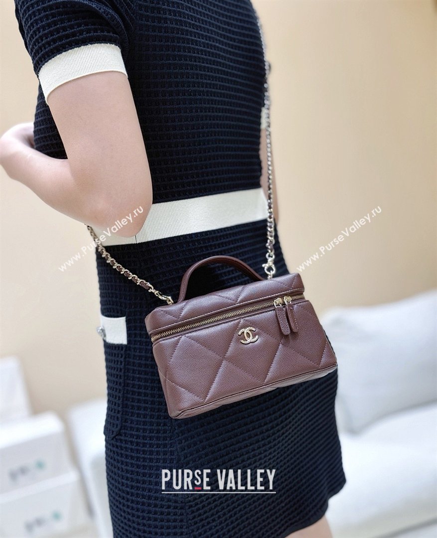 Chanel Grained Shiny Calfskin Vanity Case with Top Handle AP4936 Reddish Brown 2026 Top Quality (SHUNY-26040813)