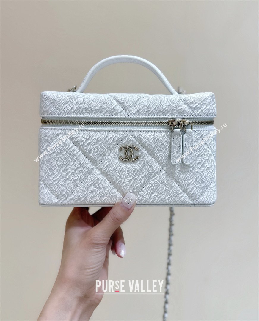 Chanel Grained Shiny Calfskin Vanity Case with Top Handle AP4936 White 2026 Top Quality (SHUNY-26040814)