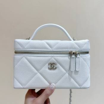 Chanel Grained Shiny Calfskin Vanity Case with Top Handle AP4936 White 2026 Top Quality (SHUNY-26040814)