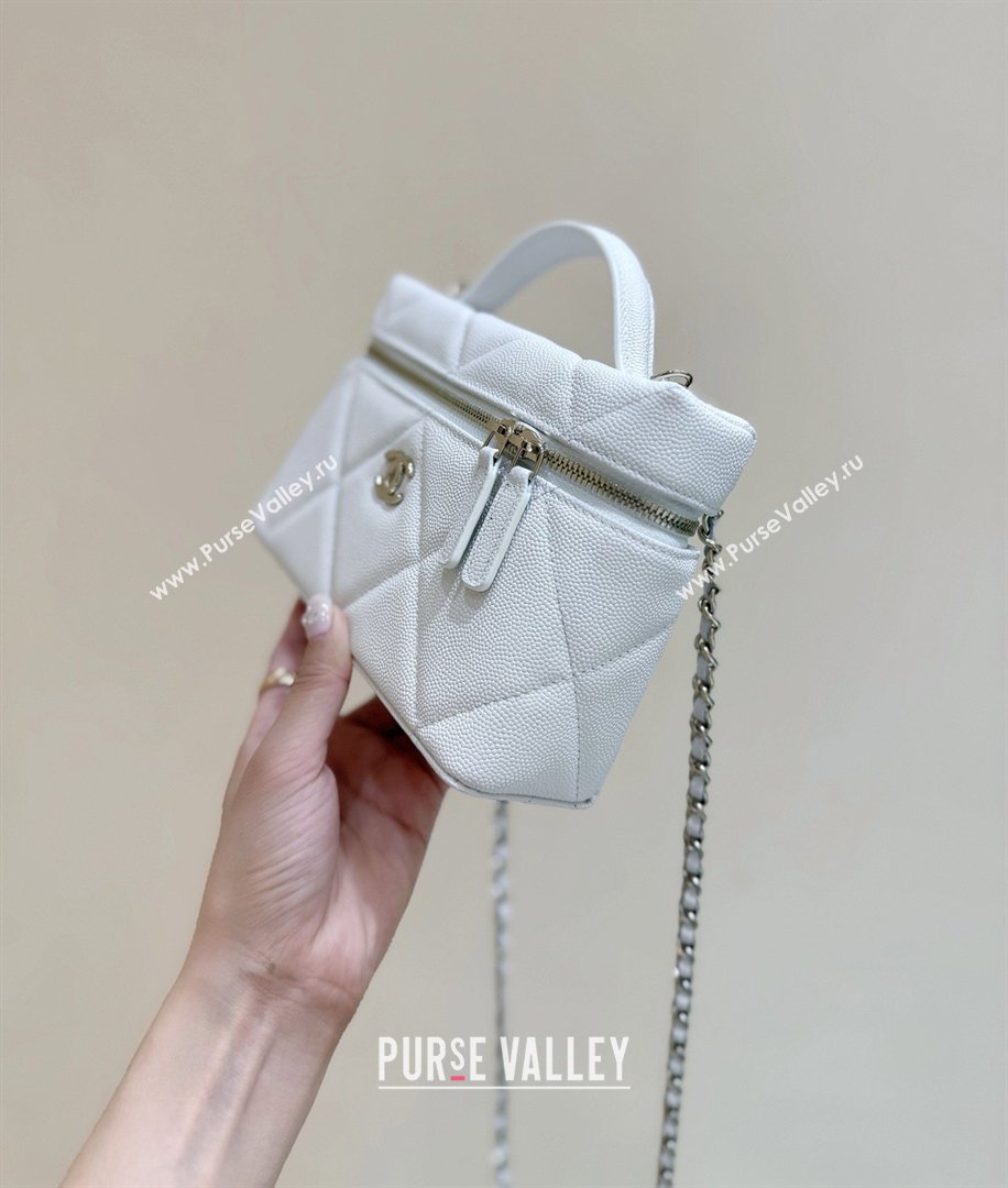 Chanel Grained Shiny Calfskin Vanity Case with Top Handle AP4936 White 2026 Top Quality (SHUNY-26040814)